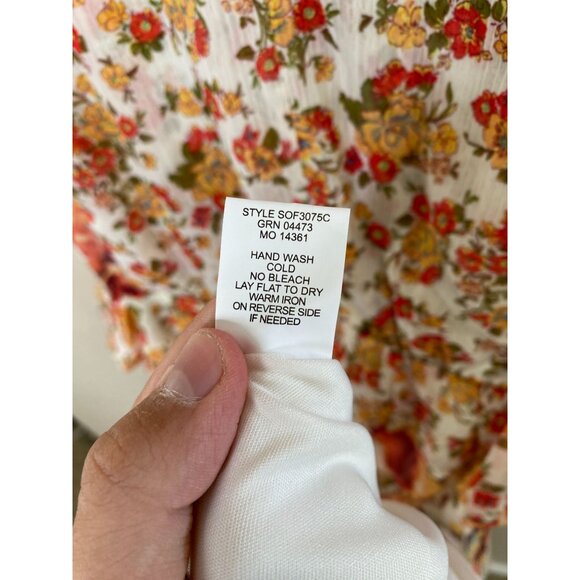 Anthropology Fig & Flower Womens Floral Print Dress Lace-Up Back Cap Sleeve L - Picture 5 of 8